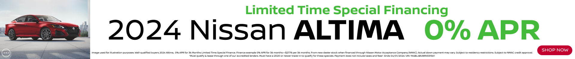 0% APR for 36 months Altima